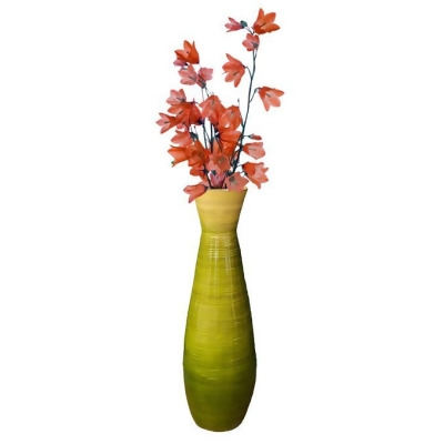 Uniquewise QI003242.M.GN 28 x 9 in. Tall Bamboo Floor Vase, Glossy Green 