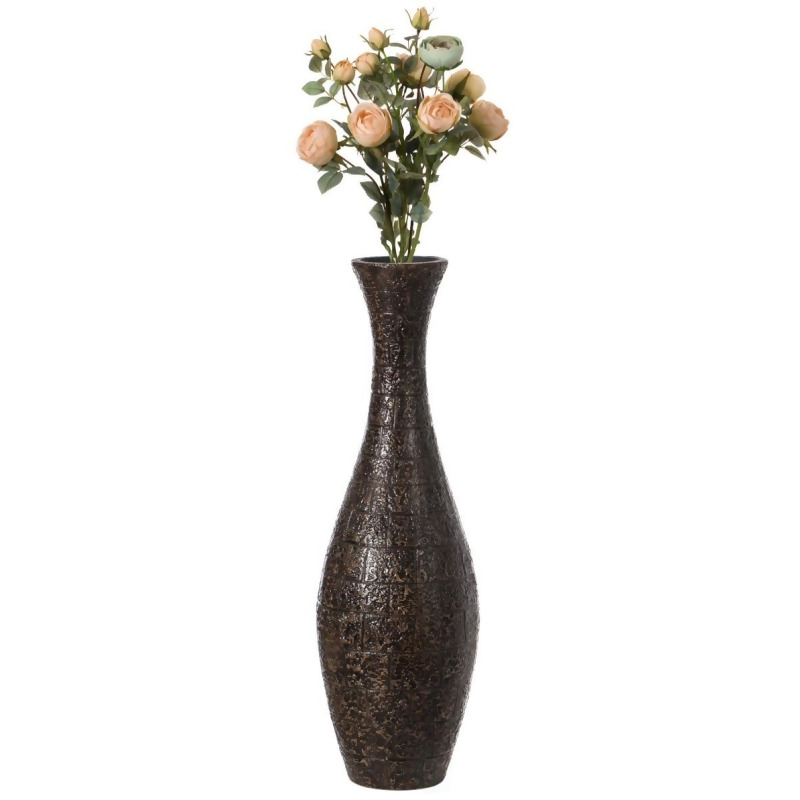 Uniquewise QI004194 Modern Decorative Brown Textured Design Floor Flower Vase, for Living Room, Entryway or Dining Room, 31 inch