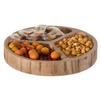 Vintiquewise QI004380.B 3 Sectional Round Snack Tray for Dining Table and Kitchen Decoration, Burned Black 