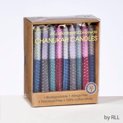 Rite Lite C-25-R Honeycomb Handrolled Chanukah Beeswax Candles, Multicolor - Pack of 45