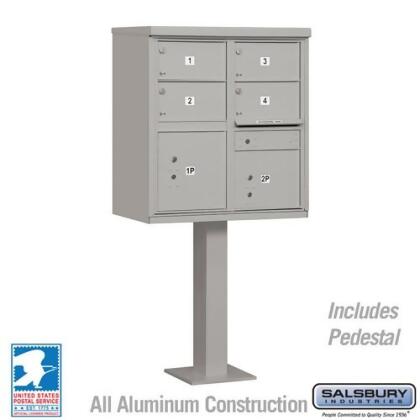 Salsbury Industries 3305GRY-U 30.5 x 62 x 18 in. Cluster Box Unit - 4 C Size Doors - Type V - USPS Access, Gray 