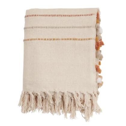 Saro Lifestyle TH733.I5060B 50 x 60 in. Striped Throw Blanket, Ivory 