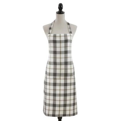 Saro Lifestyle 8050.GY2436 24 x 36 in. Cotton Plaid Apron, Gray 