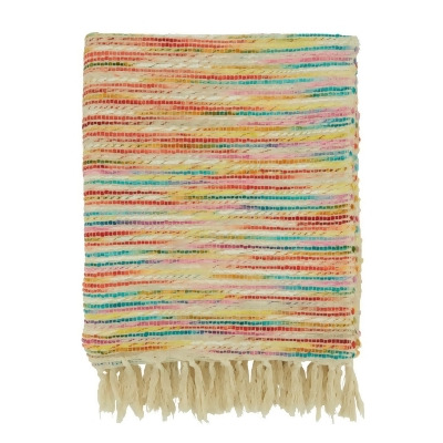 Saro Lifestyle TH576.M5060B 50 x 60 in. Rainbow Stripe Oblong Throw Blanket, Multi Color 