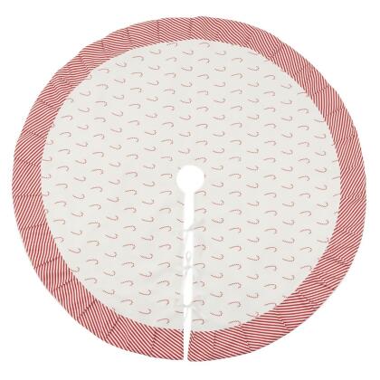 Saro Lifestyle 2198.R72R 72 in. Candy Cane Tree Skirt, Red 