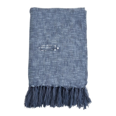 Saro Lifestyle TH500.NB5268B 52 x 68 in. Stitched Line Throw Blanket, Navy Blue 