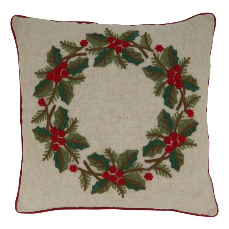 Holly Wreath Holiday Decorative Pillows