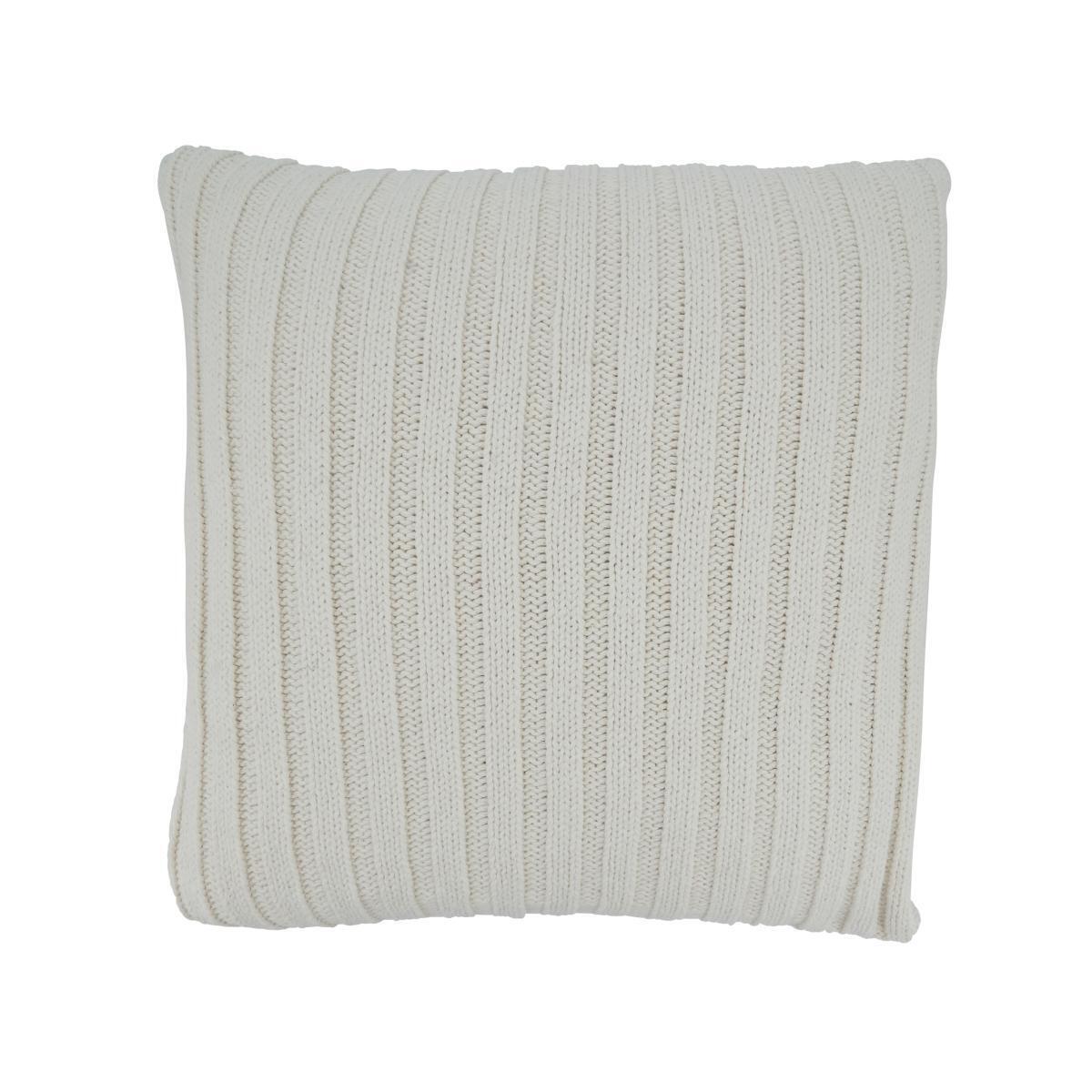 Saro 13120.I20SP 20 in. Knit Design Square Throw Pillow with Poly Insert, Ivory