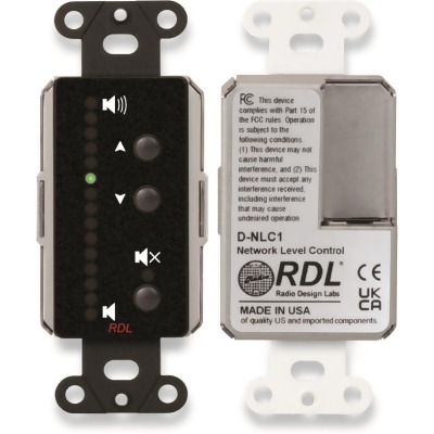 Radio Design Labs RDL-DB-NLC1 Dante Network Level Remote Volume Control Wall Plate with LEDs, Black 