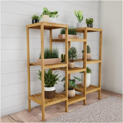 Pure Garden 50-LG5004 Multi-Level Plant Stand, Natural Wood 