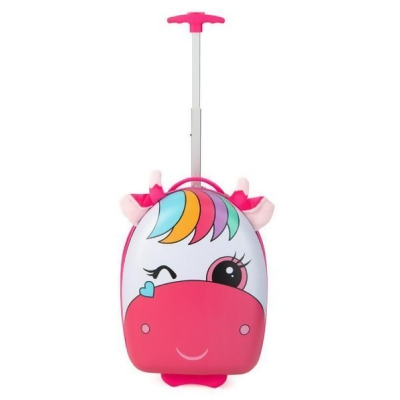 Costway BN10009 16 in. Kids Rolling Luggage with 2 Flashing Wheels & Telescoping Handle, Pink 