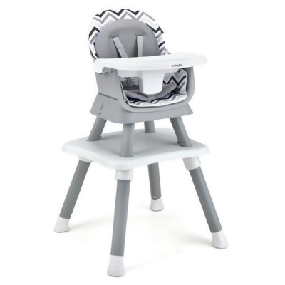 Costway AD10030HS 6-in-1 Convertible Baby High Chair with Adjustable Removable Tray, Gray & White 