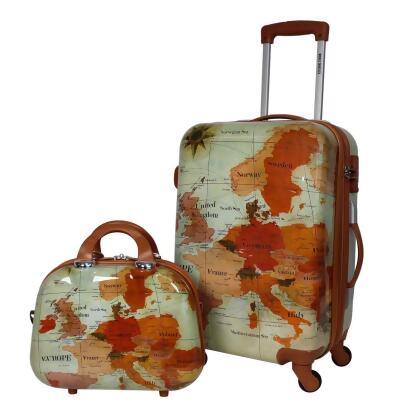 World Traveler WT270-EUROPE MAP Europe Carry on Spinner Luggage Set with TSA Lock, 2 Piece 