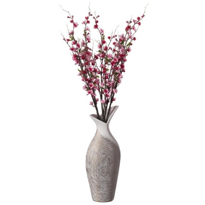 Uniquewise QI004414.RD Peach Artificial Cherry Blossom Branch Stem for Home Decoration, Wedding Craft, and Floor Vase, Red 