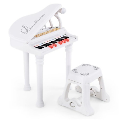 Costway TM10060WH 31-Keys Kids Piano Keyboard with Stool & Piano Lid, White 