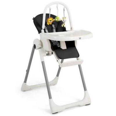 Costway AD10018BK 4-in-1 Foldable Baby High Chair with 7 Adjustable Heights & Free Toy Bar, Black 