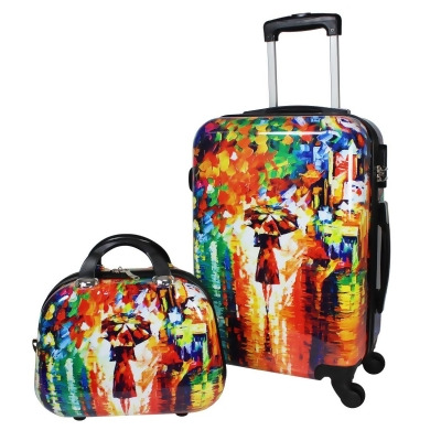 World Traveler WT260-2 Carry-On Hardside Spinner Luggage Set, Paris Nights - 2 Piece 