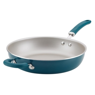 Rachael Ray 12012 Create Delicious Aluminum Nonstick Deep Skillet, 12.5 in. - Teal Shimmer 