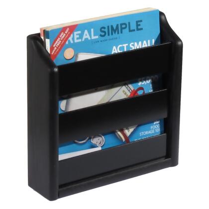 Wooden Mallet MRS1BK Oak Magazine Rack, Wall Mount or Tabletop - Black 