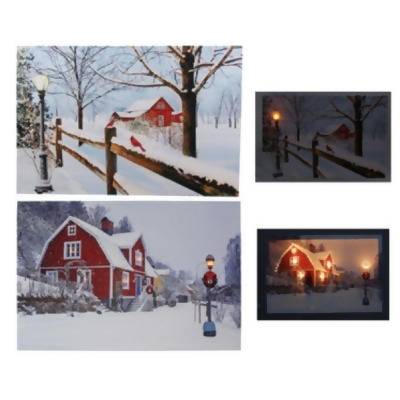 Youngs 99244 LED Winter Scene Wall Art, Assorted Color - 2 Piece 