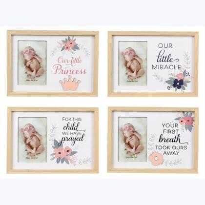 Youngs 11329 4 x 6 in. Wood Baby Picture Frames, Assorted Color - 4 Piece 
