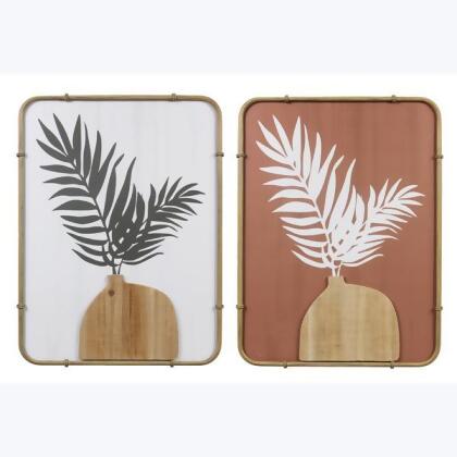 Youngs 12204 Metal Framed Wood Natural Home Wall Sign with Lift Designs, 2 Assorted Color 