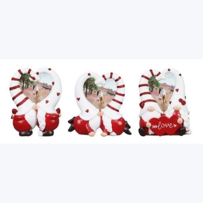 Youngs 73197 Resin Valentines Day Kissing Gnomes Photo Frame, 3 Assortment 