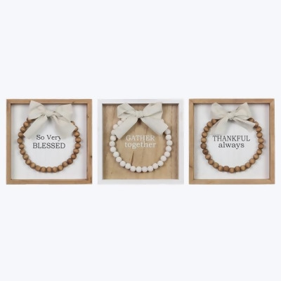 Youngs 82131 Wood Framed Fall Chai Latte Wall Signs, Assorted Color - 3 Piece 