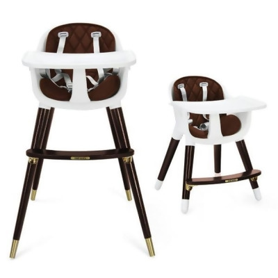 Costway BB5751CF 3-In-1 Adjustable Baby High Chair with Soft Seat Cushion for Toddlers, Brown 