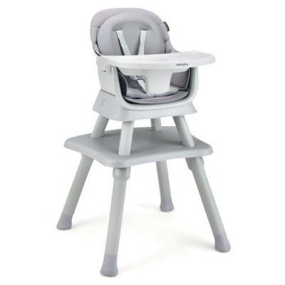 Costway AD10030GR 6-in-1 Convertible Baby High Chair with Adjustable Removable Tray, Gray 