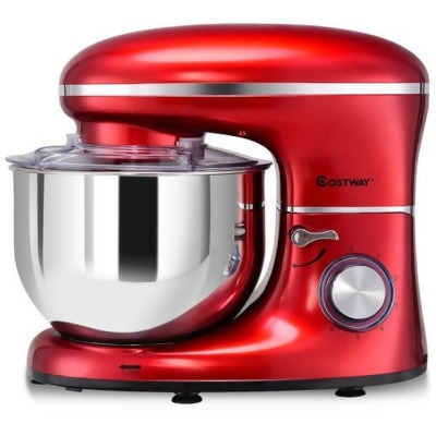 Costway EP23693RE 6.3 qt. 6 Speed Tilt-Head Stainless Steel Electric Food Stand Mixer, Red 
