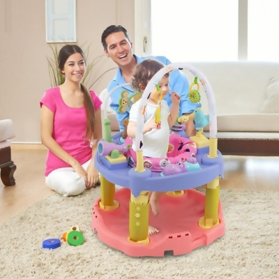 Costway TM10012PI 3-in-1 Baby Activity Center with 3-Position for 0-24 Months, Pink 