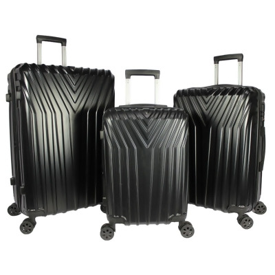 World Traveler WT400-BLACK Skyline Hardside Spinner Luggage Set, Black - 3 Piece 