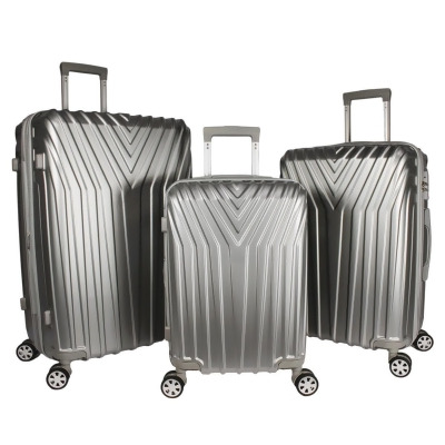 World Traveler WT400-SILVER Skyline Hardside Spinner Luggage Set, Silver - 3 Piece 