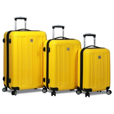World Traveler WT300-YELLOW Contour Hardside Spinner Luggage Set, Yellow - 3 Piece 