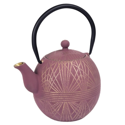 Creative Home 73517 Creative Home 34 oz Cast Iron Tea Pot, New Gold and Purple Color, 