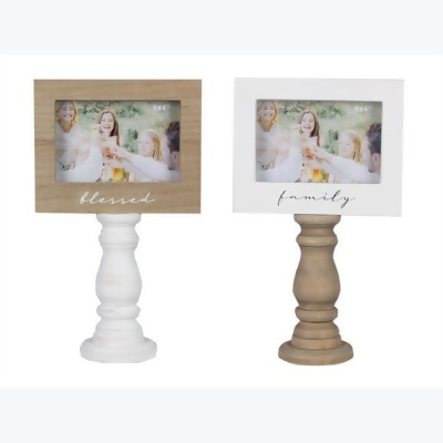 Youngs 11310 4 x 6 in. Wood Natural Pedestal Picture Frame, Assorted Style - Set of 2 