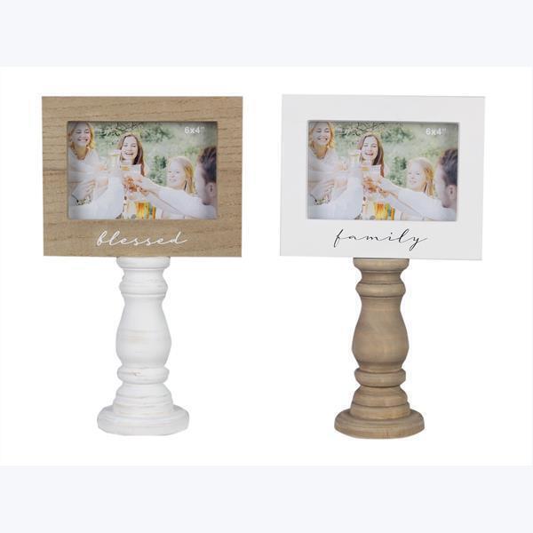 Youngs 11310 4 x 6 in. Wood Natural Pedestal Picture Frame, Assorted Style - Set of 2