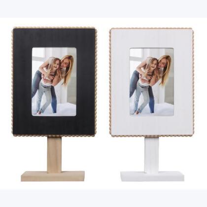Youngs 12403 4 x 6 in. Wood Beaded Picture Frames On Pedestal, Assorted Style - Set of 2 