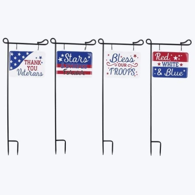 Youngs 72279 Metal 4th of July Yard Sign, 4 Assorted Color 