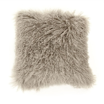 Zentique ZTLFP-light grey Tibetan Lamb Fur Pouf, Light Grey 
