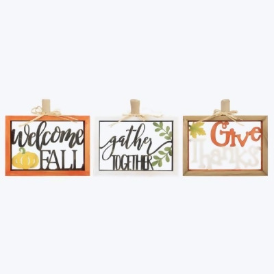Youngs 81111 Wood Pumpkin Box Tabletop Sign with Fall Cutout Designs, Assorted Color - 3 Piece 