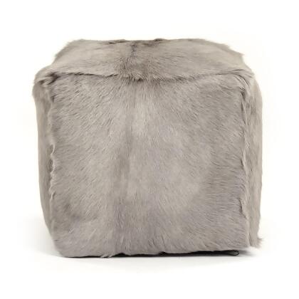 Zentique ZGFC-light grey Tibetan Goat Fur Pouf, Light Grey 