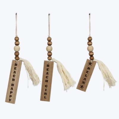 Youngs 61722 Wooden Beach Blessing Bead Hanger with Tassel, Assorted Color - 3 Piece 