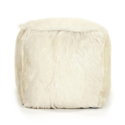 Zentique ZGFC-ivory Tibetan Goat Fur Pouf, Ivory 