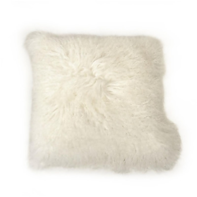 Zentique ZTLFP-white Tibetan Lamb Fur Pouf, White 