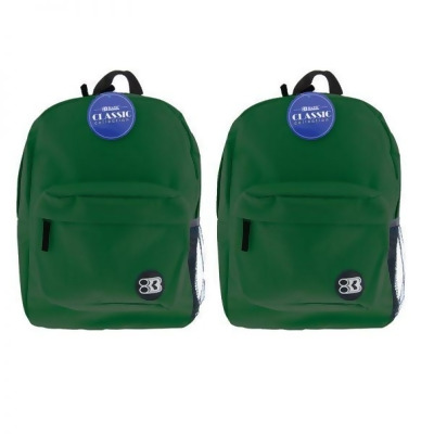 Bazic Products BAZ1053-2 17 in. Green Classic Backpack, Pack of 2 