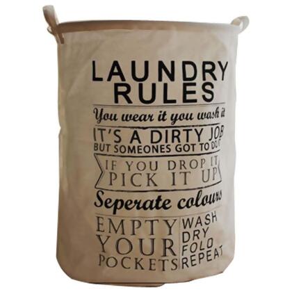 Panda Superstore PS-HOM3744381-DORIS00035 Durable Linen Retro Style Waterproof Laundry Basket for Dirty Clothes, White 