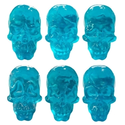 Panda Superstore PE-HOMKNOBSK-BLUE07-DORIS 1.18 x 1.18 x 1.85 in. Cabinet Knobs Set Simulated Skull Transparent Resin Decorative Drawer Knobs for Kids, Blue - 6 Piece 