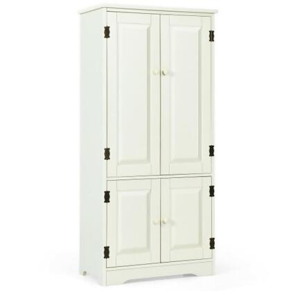 Total Tactic JZ10009WH 49 x 13 x 24 in. 2 Door Accent Floor Storage Cabinet with Adjustable Shelves Antique, White 